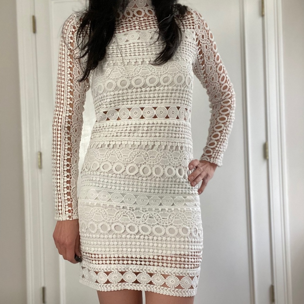 White Lace Mini Dress